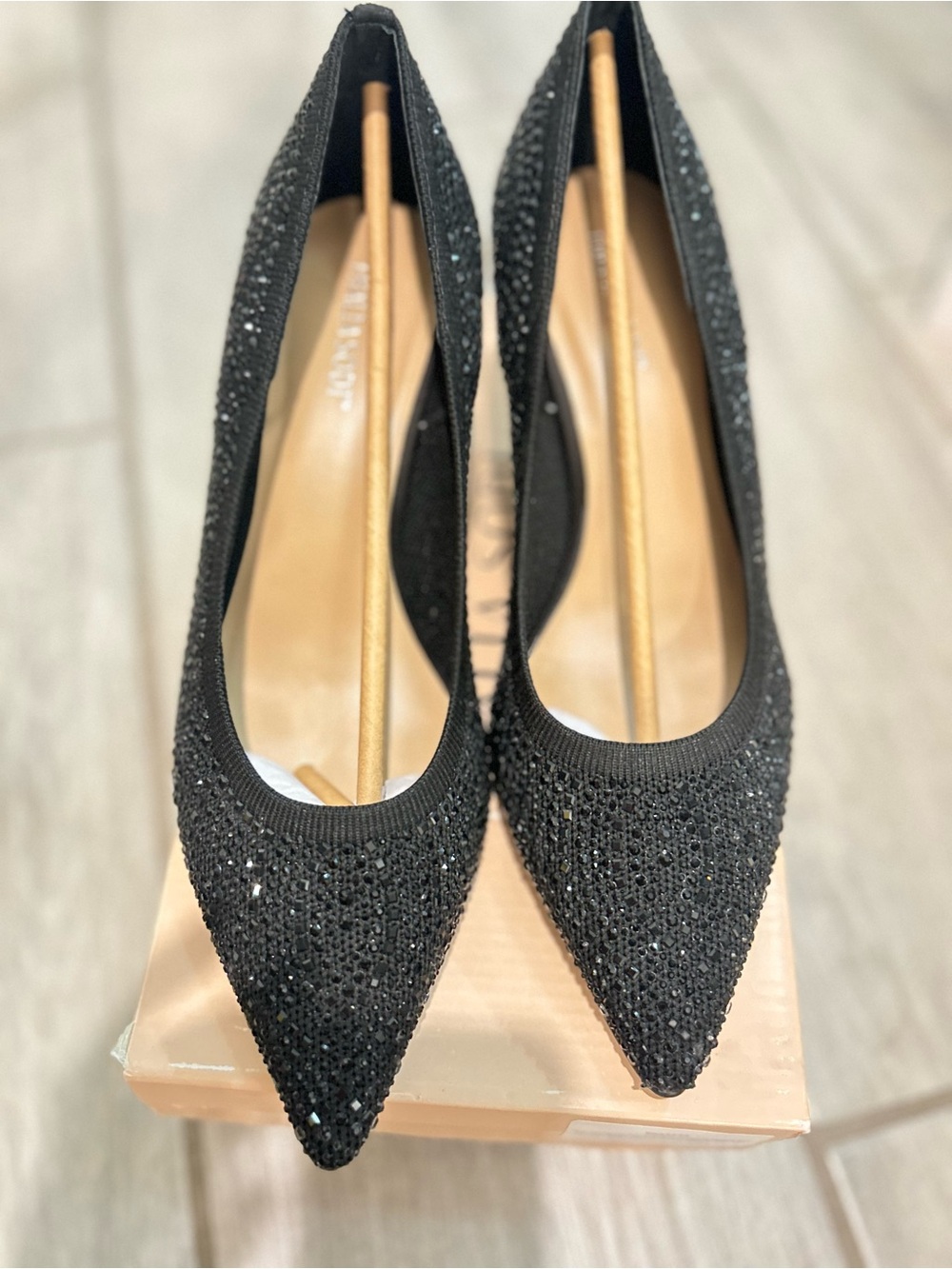 Gorgeous Thalia Sodi Black Rhinestone Pointed Toe Heels